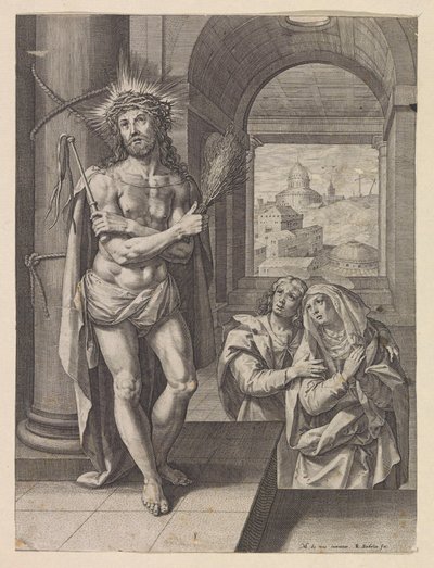 Geseling van Christus met Johannes en Maria door Raphaël Sadeler (I)