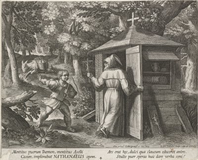 Heilige Bartholomeus als kluizenaar door Raphaël Sadeler (I)