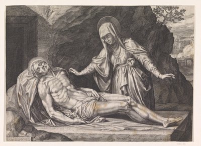 Maria met het lichaam van Christus door Raphaël Sadeler (I)