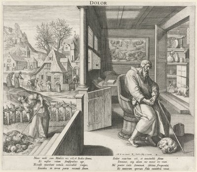Ouderdom onder invloed van verdriet door Raphaël Sadeler (I)