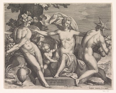 Venus, Bacchus en Ceres door Raphaël Sadeler (I)