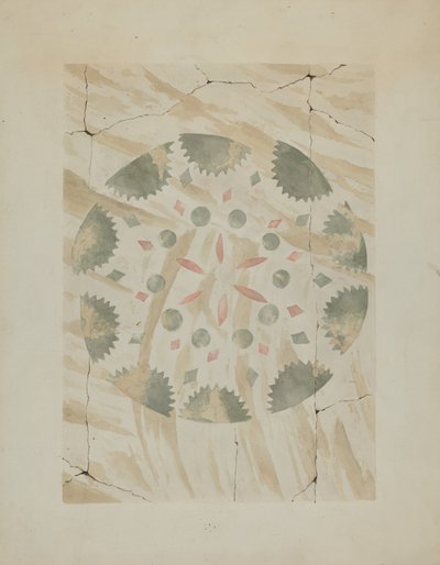 Detail van gestencilde muur, c. 1937 door Ray Holden
