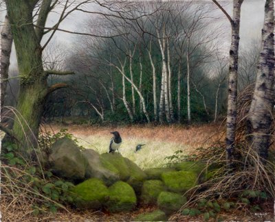 Een ochtend aan het einde van de winter, 2002 (olieverf op board) door Raymond Booth