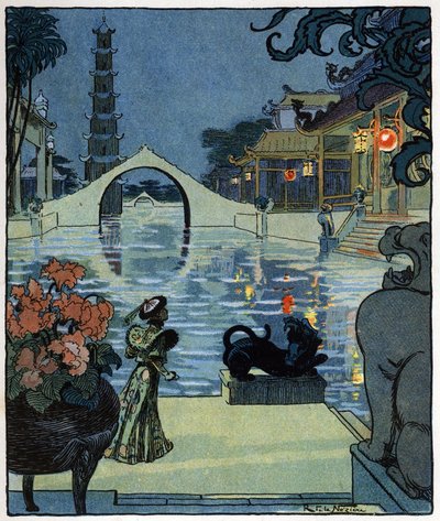Aladdin voor het paleis van de Afrikaanse tovenaar: illustratie voor het verhaal 