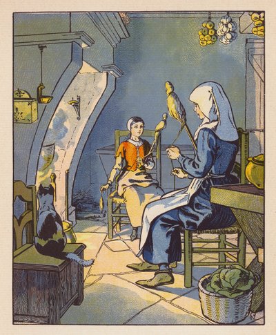 Jeanne A Domremy met haar moeder door Raymond de la Neziere