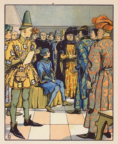 Jeanne voor de Doctoren in Theologie in Poitiers door Raymond de la Neziere