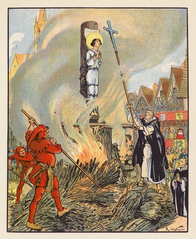 Supplice De Jeanne A Rouen door Raymond de la Neziere