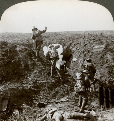 Britse soldaten vallen de Hindenburglinie aan, Eerste Wereldoorlog, 1917-1918 door Realistic Travels Publishers
