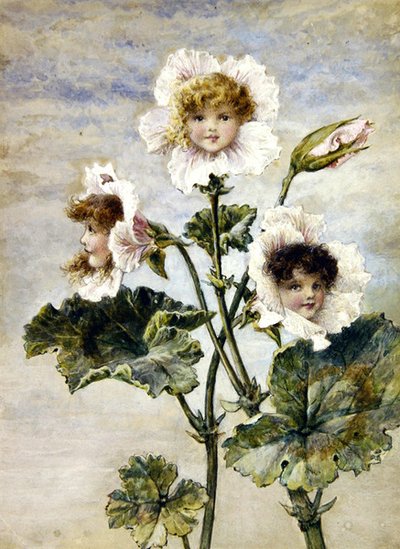 Geranium & Lathyrus- Bloemenkinderen- een paar door Rebecca Coleman