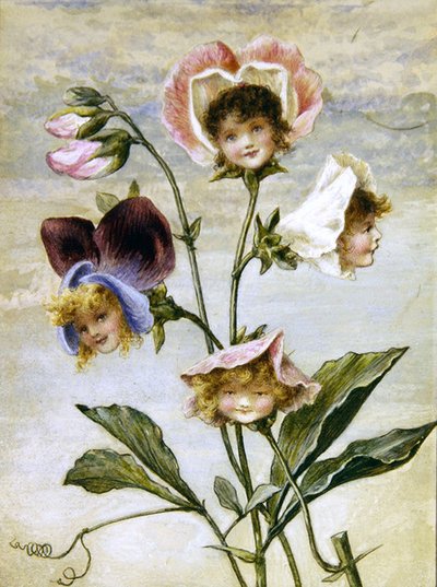 Geranium & Lathyrus - Bloemenkinderen - een paar door Rebecca Coleman