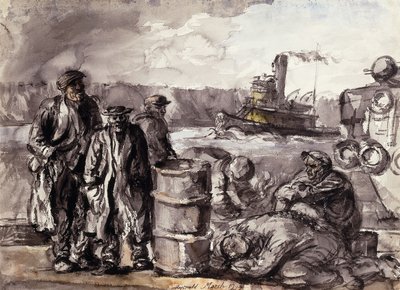 Op de dokken door Reginald Marsh