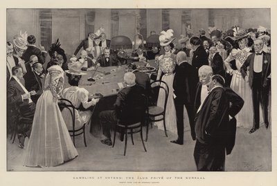Gokken in Oostende, de Club Prive van het Kursaal (litho) door Reginald Thomas Cleaver