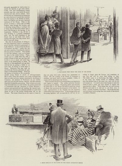 Bezoekster in het Lagerhuis (litho) door Reginald Thomas Cleaver