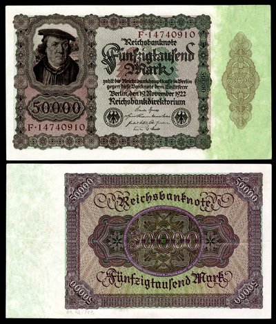 Papiermark van de Weimarrepubliek, hyperinflatieperiode na de Eerste Wereldoorlog door Reichsbankdirektorium Berlin