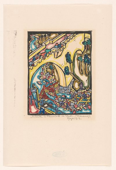 Arbeiten in Flussbett der Etsch door Reijer Stolk (signed by artist)