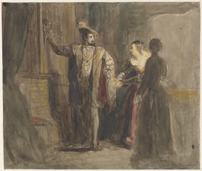 Scène uit het leven van koning Frans I van Frankrijk door Reinier Craeyvanger