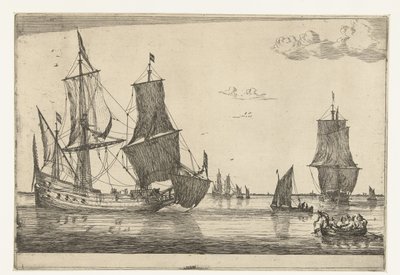 Binnenwater met een fluitschip door Reinier Nooms