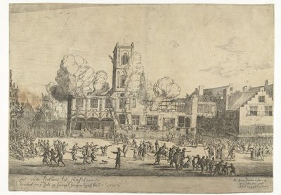 Brand van het oude Stadhuis te Amsterdam door Reinier Nooms