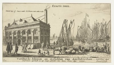 Haven van Amsterdam met het wachthuis door Reinier Nooms