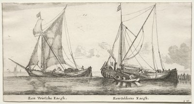 Schepen van Amsterdam: Een Friese Bilander. Een Gelderse Bilander door Reinier Nooms