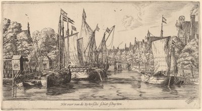 De Veerboot naar Utrecht (Het veer van der Uytersche schiet-schuyten) door Reinier Nooms, called Zeeman