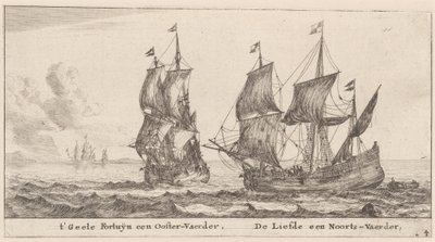 Twee Koopvaardijschepen: de "Geele Fortuyn," Handelend in de Oostzee, en de "Liefde," Handelend in Noorwegen door Reinier Nooms, called Zeeman