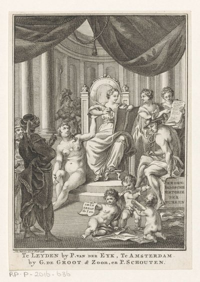 Allegorische voorstelling met Geschiedenis, Waarheid, Oudheidkennis en Voorzichtigheid door Reinier Vinkeles (I)