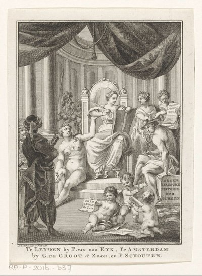 Allegorische voorstelling met Geschiedenis, Waarheid, Oudheidkennis en Voorzichtigheid door Reinier Vinkeles (I)