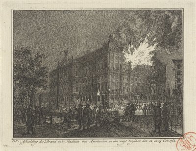 Brand in het stadhuis van Amsterdam, 1762 door Reinier Vinkeles (I)
