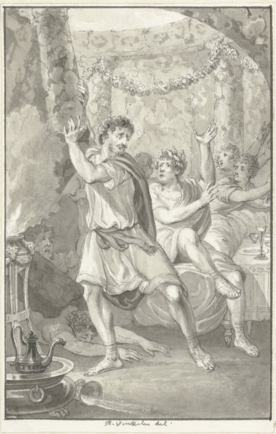 Lucius Aemilius Sejanus redt het leven van Tiberius door Reinier Vinkeles (I)