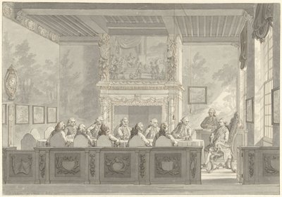 Zittingneming van Prins Willem V in het College van de Admiraliteit te Amsterdam door Reinier Vinkeles (I)