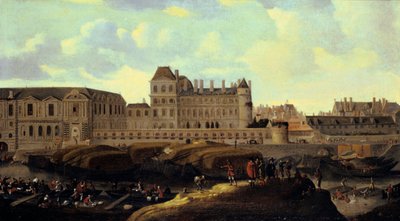 Louvre en Petit Bourbon gezien vanaf de Seine, Parijs, 17e eeuw door Reinier Zeeman