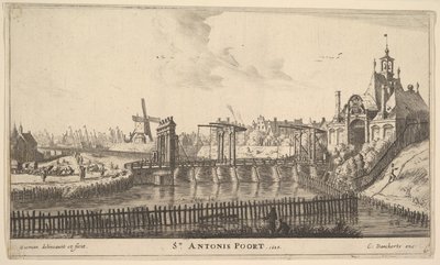 St. Antonis Poort, Amsterdam, midden 17e eeuw door Reinier Zeeman
