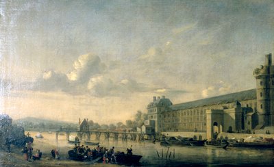 Uitzicht op de Seine met de zuidgevel van de Louvre-galerij, Parijs, 1660 door Reinier Zeeman