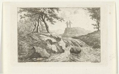 Landschap met waterval door Reinierus Albertus Ludovicus baron van Isendoorn à Blois