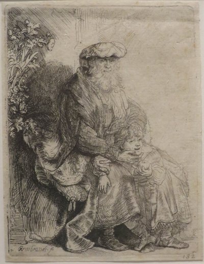 Abraham streelt Izaäk