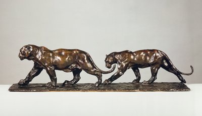Twee Jaguars (brons) door Rembrandt Bugatti
