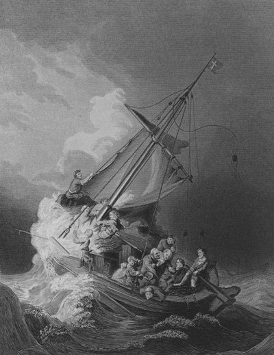 Christus in de storm door Rembrandt Harmensz. van Rijn (after)