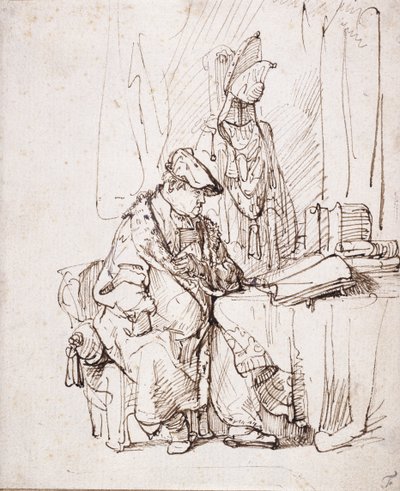 Een acteur in zijn kleedkamer door Rembrandt Harmensz. van Rijn