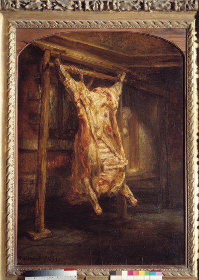 Runderkarkas. Schilderij door Harmensz Van Rijn Rembrandt (1606-1669) door Rembrandt van Rijn