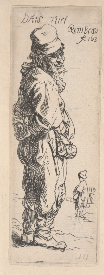 Bedelaar die antwoordt door Rembrandt van Rijn