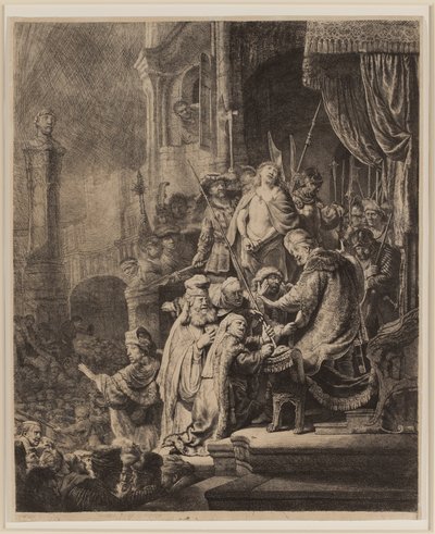 Christus voor Pilatus: grote plaat door Rembrandt van Rijn
