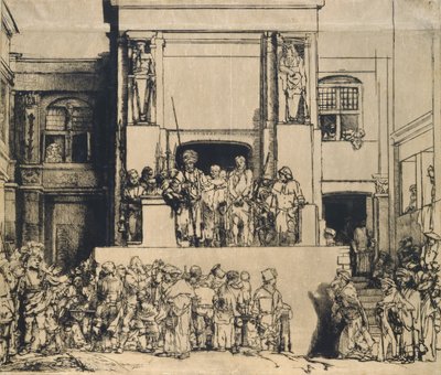 Christus gepresenteerd aan het volk: langwerpige plaat door Rembrandt van Rijn