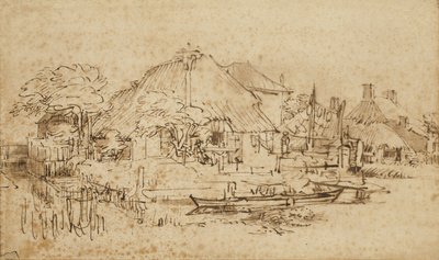 Huisje Naast een Kanaal door Rembrandt van Rijn