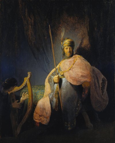 David speelt de harp voor Saul door Rembrandt Harmensz. van Rijn
