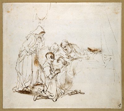 Isaak zegent Jakob door Rembrandt Harmensz. van Rijn