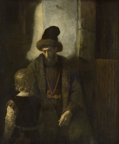 Jacobs afscheid van Benjamin, 1650-60 door Rembrandt van Rijn
