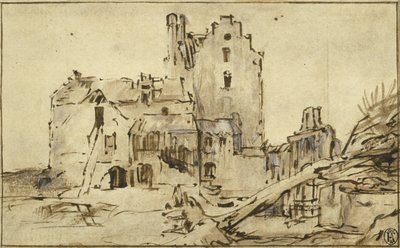 Kasteel Kostverloren in verval, 1652-57 door Rembrandt van Rijn