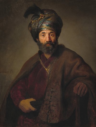 Man in oosters kostuum, ca. 1635 door Rembrandt Harmensz van Rijn