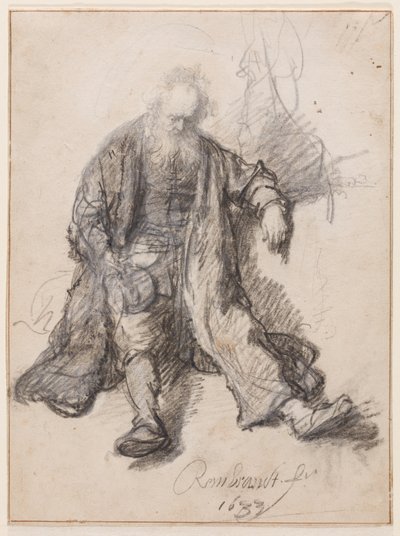 Oude man zittend (De dronken Lot?), c.1630-33 door Rembrandt Harmensz. van Rijn